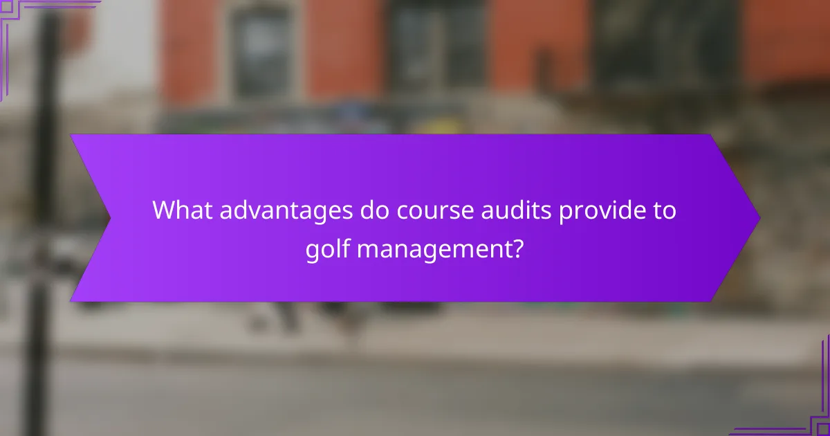 What advantages do course audits provide to golf management?